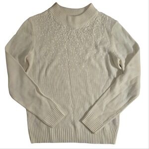 Juicy Couture Luxurious Dainty Coquette   Womens Ivory Sequin Pull Over Sweater‎